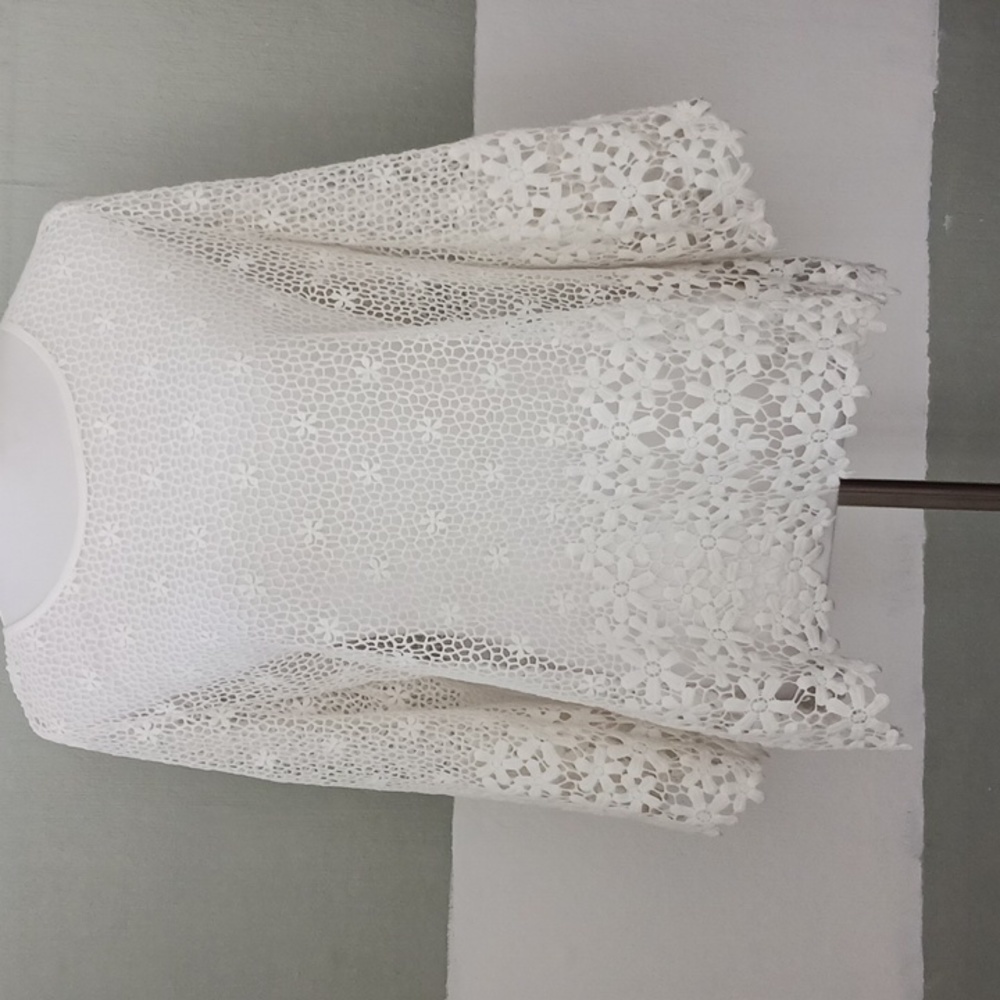Sugarlips beautiful white flower pattern eyelet top